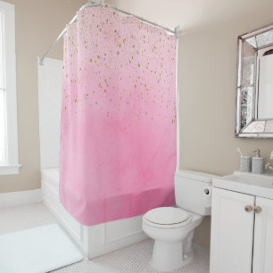 Rideaux De Douche Rose rosé et paillettes dorées Glam Chic scintilla