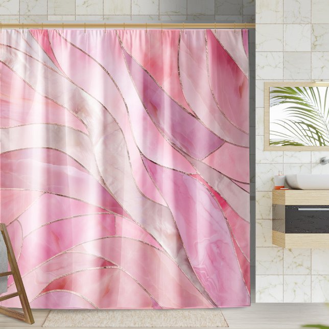 Rideaux De Douche Rose rose - Vagues en mosaïque (Créateur téléchargé)