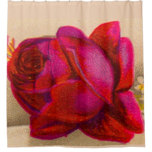 Rideaux De Douche Rose rouge victorienne (Devant)