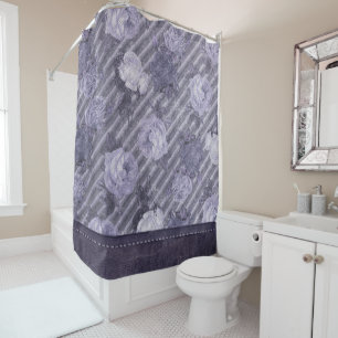 Rideaux De Douche Rose vintage épices   Cuir à lave violet chic
