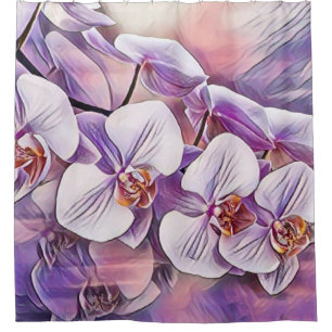 Rideaux De Douche Rose violet mignon orchidée couleur de l'aquarelle