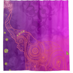 Rideaux De Douche Rose violet or Eléphant Exotique brillant Bonne ch