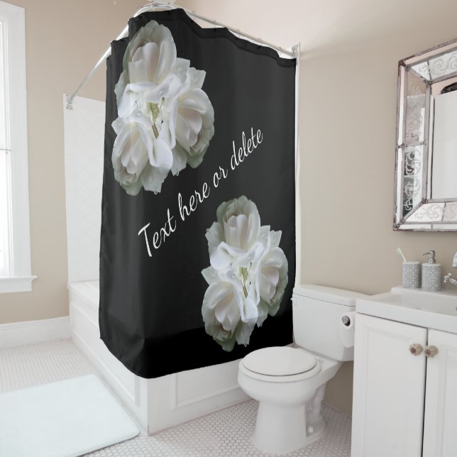 Rideaux De Douche Roses Blanches Avec Bouquet Raindrops (En situation)