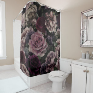 Rideaux De Douche Roses En Bourgogne Et Rose Vintage Botanique