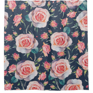 Rideaux De Douche Roses et Rosebuds : Floral Seamless.