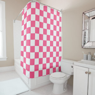 Rideaux De Douche Roses indien et blanc Checkered