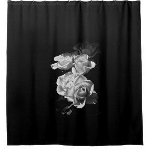 Rideaux De Douche Roses noirs et blancs