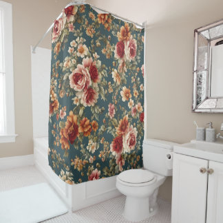 Rideaux De Douche Roses romantiques et belles fleurs