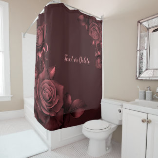 Rideaux De Douche Roses Roses Rouges Fleurs Maroon Rustique