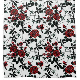 Rideaux De Douche Roses rouges.
