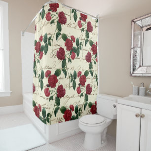 Rideaux De Douche Roses rouges magnifiques et écriture Vintage class