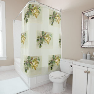 Rideaux De Douche Roses Vintages Jaune romantique