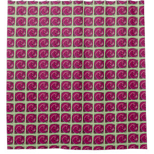 Rideaux De Douche Roses vintages Pink et vert motif floral
