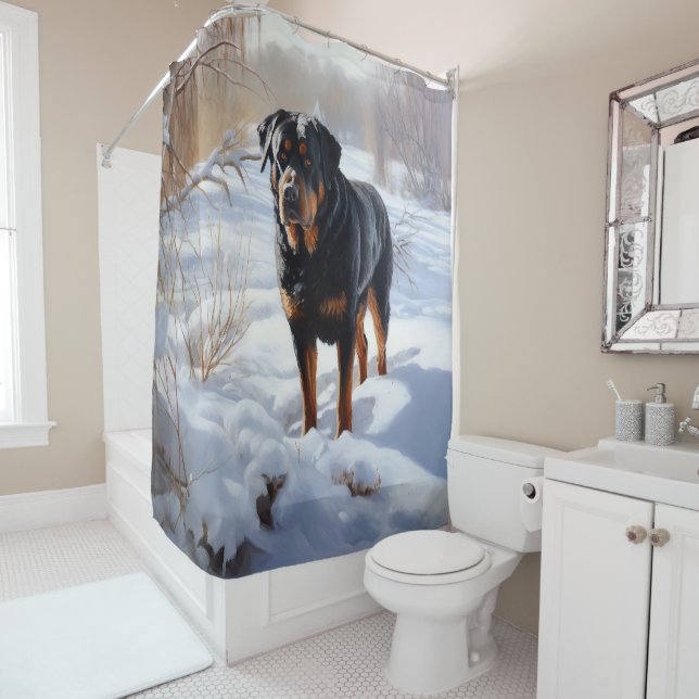 Rideaux De Douche Rottweiler Laisser neiger Noël (En situation)