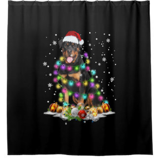 Rideaux De Douche Rottweiler Père Noël Christmas Tree Lights Noël
