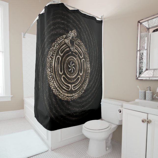 Rideaux De Douche Roue Hécate avec nos ouroboros (En situation)