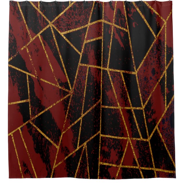 Rideaux De Douche Rouge Abstrait #940 (Devant)