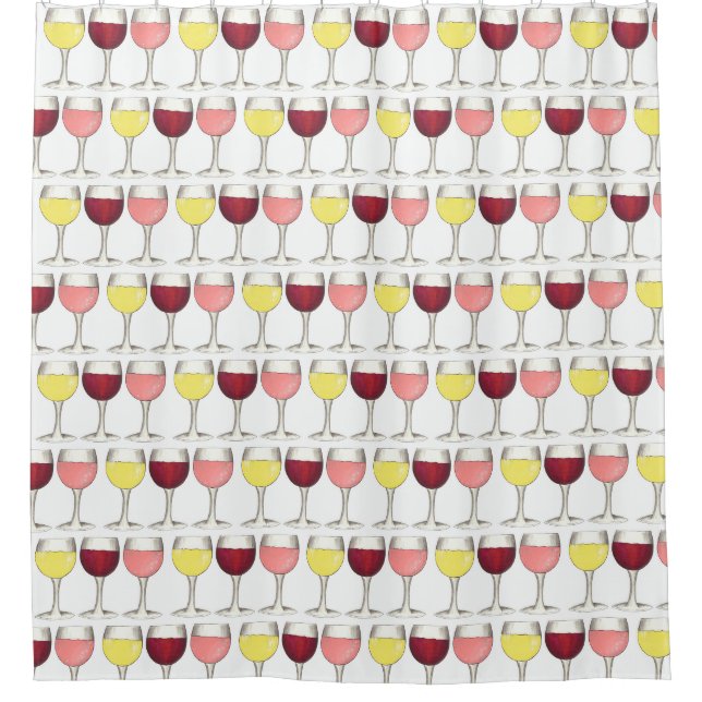 Rideaux De Douche Rouge Blanc Rosé Vin Verres Vin Cocktails (Devant)
