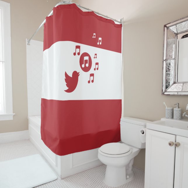 Rideaux De Douche Rouge et blanc chevalier élégant (En situation)
