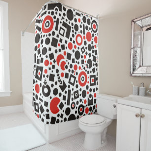 Rideaux De Douche Rouge & Noir tendance Art Déco moderne