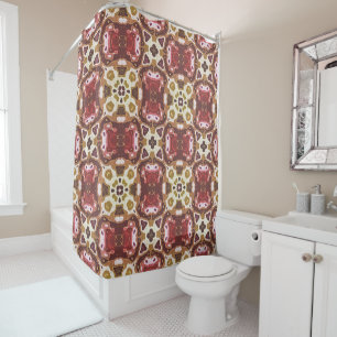 Rideaux De Douche Rouge ocre jaune Brown Hip Orient Bali Art