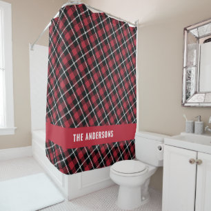 Rideaux De Douche Rouge tartan moderne rustique personnalisé