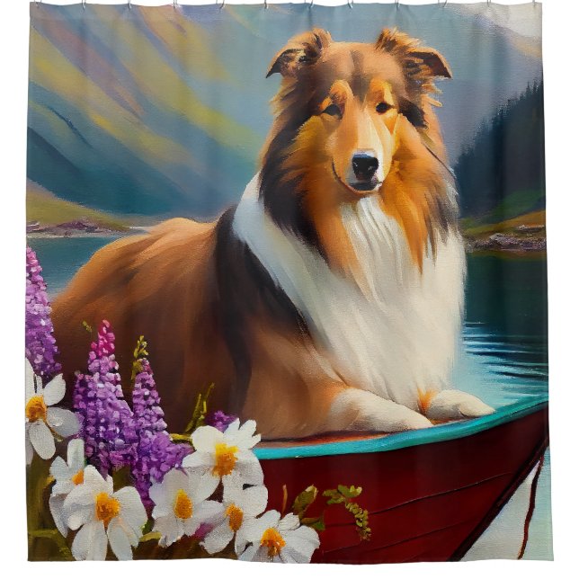 Rideaux De Douche Rough Collie sur une pagaie : une aventure Pittore (Devant)