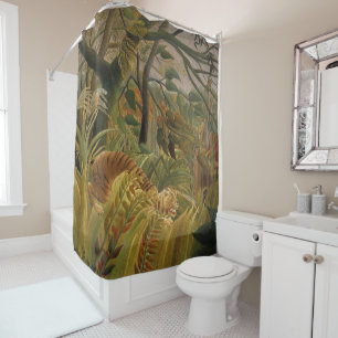 Rideaux De Douche Rousseau Jungle Tropical Tiger Art