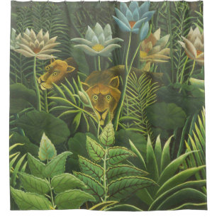 Rideaux De Douche Rousseau Tropical Jungle Lion Peinture