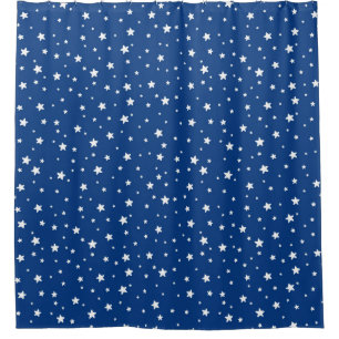 Rideaux De Douche Royal Blue and White Stars Ciel céleste