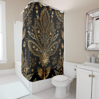 Rideaux De Douche Royal Indian Luxury Black & Gold