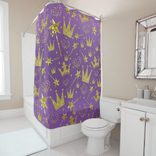 Rideaux De Douche Royal Purple & Gold Parties scintillant Girls Prin