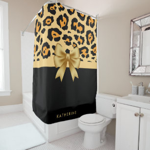 Rideaux De Douche Ruban et Empreinte de léopard