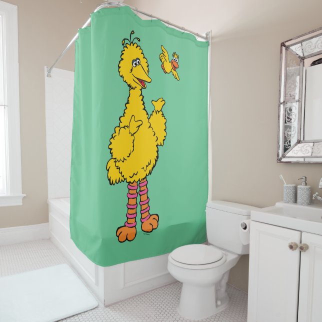 Rideaux De Douche Rue Sésame | Big Bird & Little Bird (En situation)