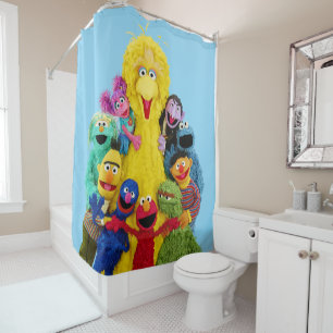 Rideaux De Douche Rue Sésame Portrait amusant de Pals colorés