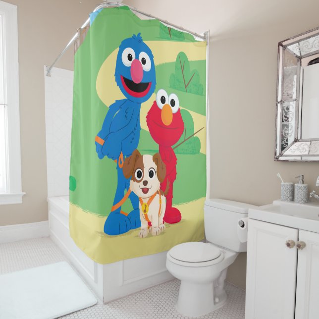 Rideaux De Douche Rue Sésame | Tango Avec Grover & Elmo (En situation)