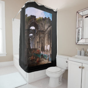 Rideaux De Douche Ruines D'Une Baignoire Romaine Avec Filles