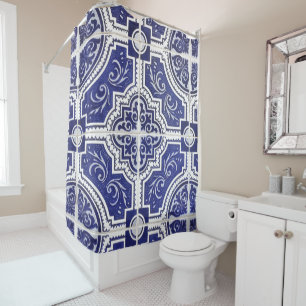 Rideaux De Douche Russe Vintage Portugais Carreaux Motif - Azulejo