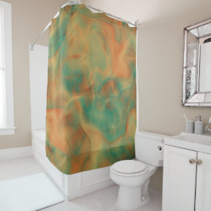 Rideaux De Douche Rust et marbre vert de mer abstrait