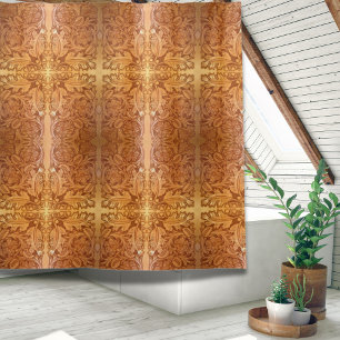 Rideaux De Douche Rustic brown cowboy fashion western leather