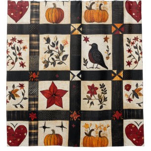 Rideaux De Douche Rustic Fall Quilt Motif Patchwork agricole