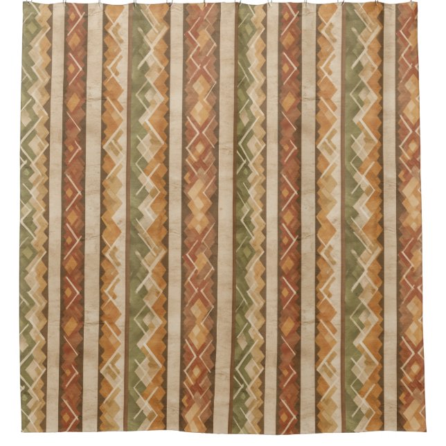 Rideaux De Douche Rustic Southwestern Stripe Pattern (7) (Devant)