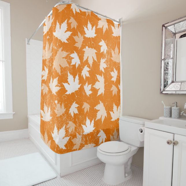Rideaux De Douche Rustique Automne Feuilles Motif (En situation)