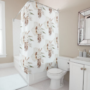 Rideaux De Douche Rustique Bohème Herbe de Pampas Floral Botanique