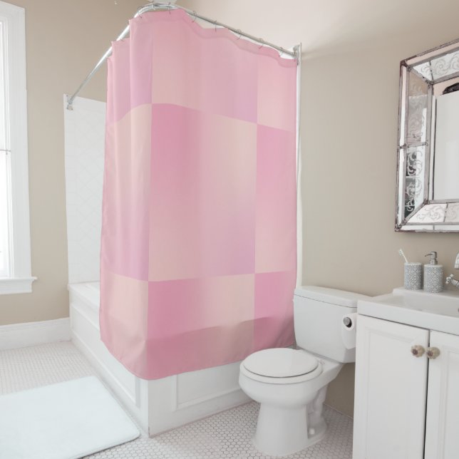 Rideaux De Douche Rustique Élégant rose Turquoise (En situation)