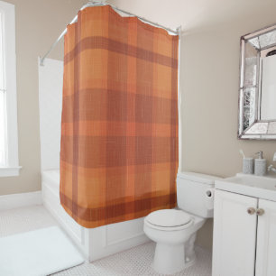 Rideaux De Douche Rustique Orange Automne Plaid Tartan Enveloppement