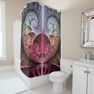 Rideaux De Douche Rythme cardiaque, art fractal de fantaisie surréal