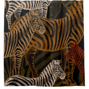 Rideaux De Douche Safari africain : Zebra Vintage Design