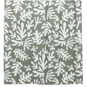 Rideaux De Douche Sage Vert et blanc Boho abstrait Motif moderne