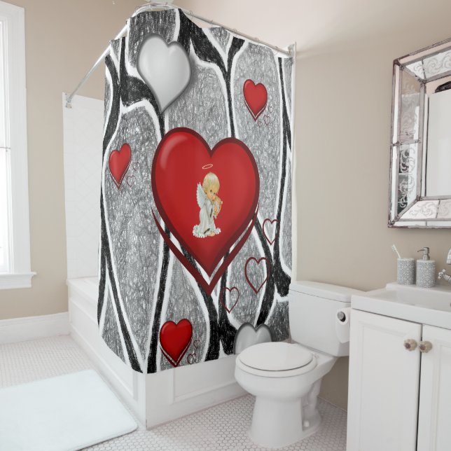 Rideaux De Douche Saint Valentin Douche rideau, Ange (En situation)